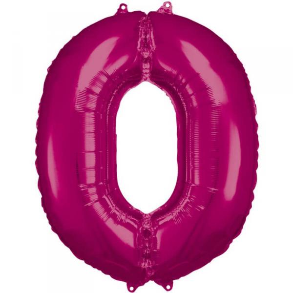 Globo de Aluminio 86 cm: Número 0 - Rosa Fucsia - 9907275