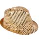 Miniature Sombrero Fedora de Lentejuelas Doradas - Adulto