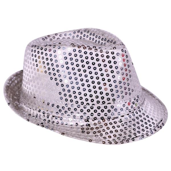 Sombrero Fedora de Lentejuelas Plateadas - Adulto - 105904-PLAT