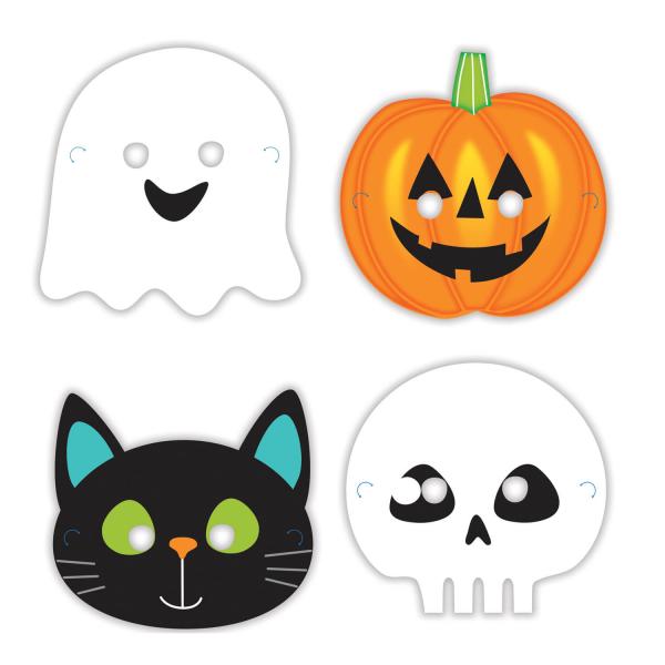 Máscaras de Halloween de cartón x 4 - 9911674