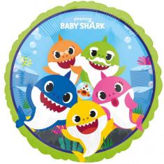 Globo Redondo Aluminio 43 cm: Baby Shark - Tiburones