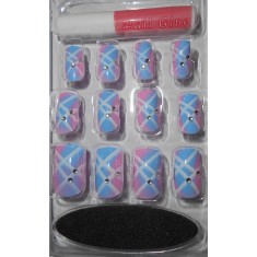 Kit de uñas postizas azul y rosa