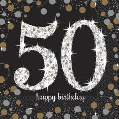 Servilletas: 50 Feliz Cumpleaños x 16