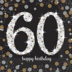 Servilletas: 60 Feliz Cumpleaños x 16