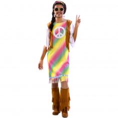 Disfraz de Hippie Arcoíris - Mujer