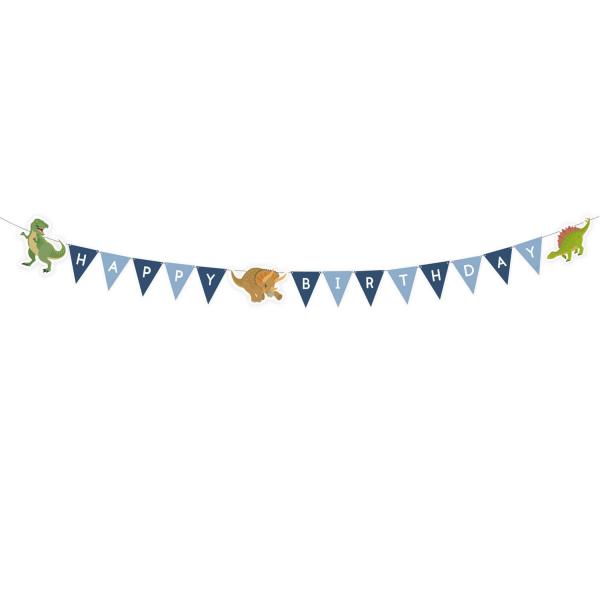 Guirnalda de letras de papel Happy Birthday Happy Dinosaur - 180 x 8,9 cm - 9903986