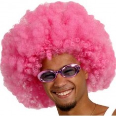 Peluca afro rosa