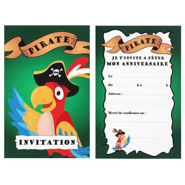 Tarjetas de invitación de cumpleaños pirata x6 - 7897-99