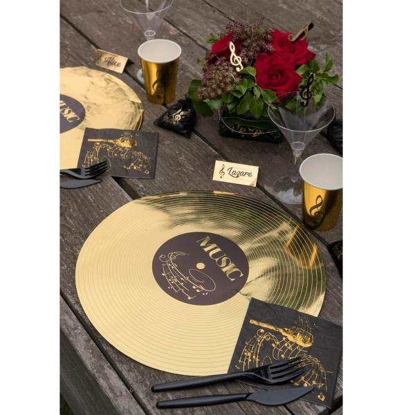 Mantel individual de disco de metal dorado x 6 - 6668