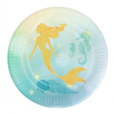 Juego de 10 platos de papel - Sirena - 23 cm