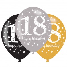 Celebraciones brillantes Globos de cumpleaños número 18 x6