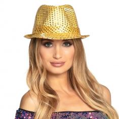 Sombrero de estrella pop de lentejuelas doradas