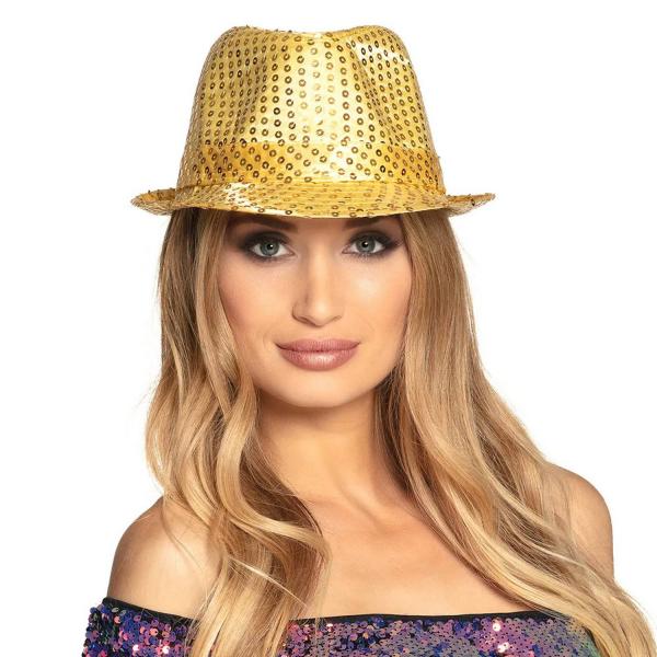 Sombrero de estrella pop de lentejuelas doradas - 01291