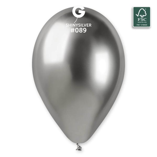 25 globos brillantes - 33 cm - plateado - 128956GEM