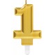 Miniature Vela de cumpleaños dorada - Número 1