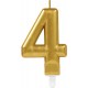 Miniature Vela de cumpleaños dorada - Número 4