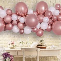 Kit de guirnalda de globos - Oro blanco y rosa