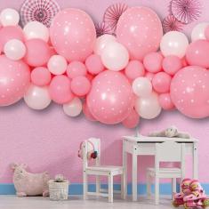 Kit Guirnalda de Globos - Rosa bebé y blanco