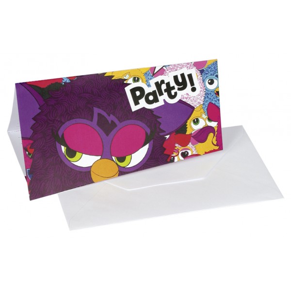 6 tarjetas de invitación + sobres Furby - 552463