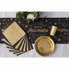 Camino de mesa de tela 5m - Sparkling Birthday Gold