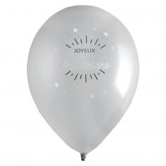 Globo de Látex x 8 - Cumpleaños Brillante Plata