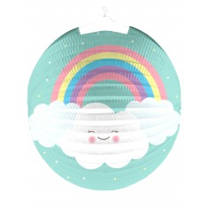 Linterna de papel arcoíris y nubes