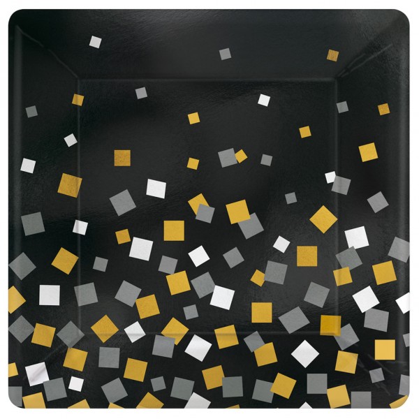 Platos Cuadrados - Confeti Brillante x 8 - 591641