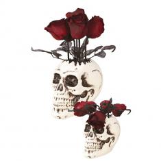 Calavera jarrón con rosas - animada y con sonido - 30 cm