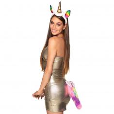 Conjunto de diadema y cola de unicornio - Mujer