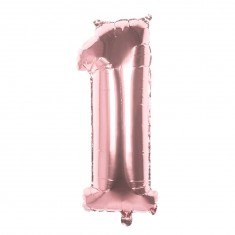 Globo Mylar Rosa Cobre Número 1 - 86 cm