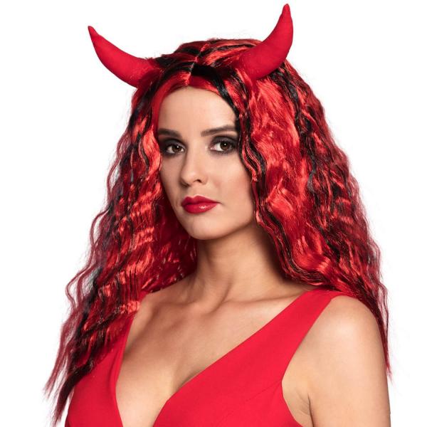 Peluca de mujer demonio con cuernos - 85604BOL