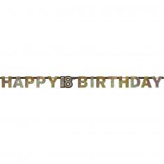 Guirnalda de letras - Papel de aluminio Happy Birthday 18 Sparkling Celebration Plata y oro - 213 x 
