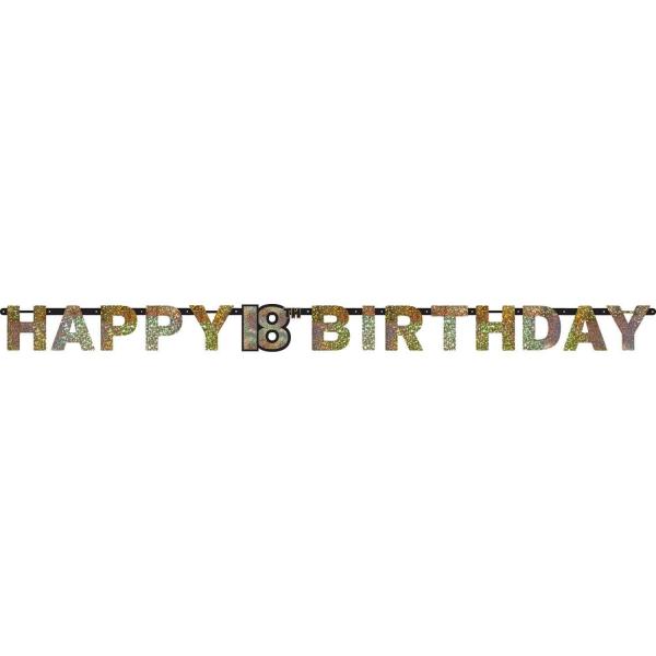 Guirnalda de letras - Papel de aluminio Happy Birthday 18 Sparkling Celebration Plata y oro - 213 x  - 9900553