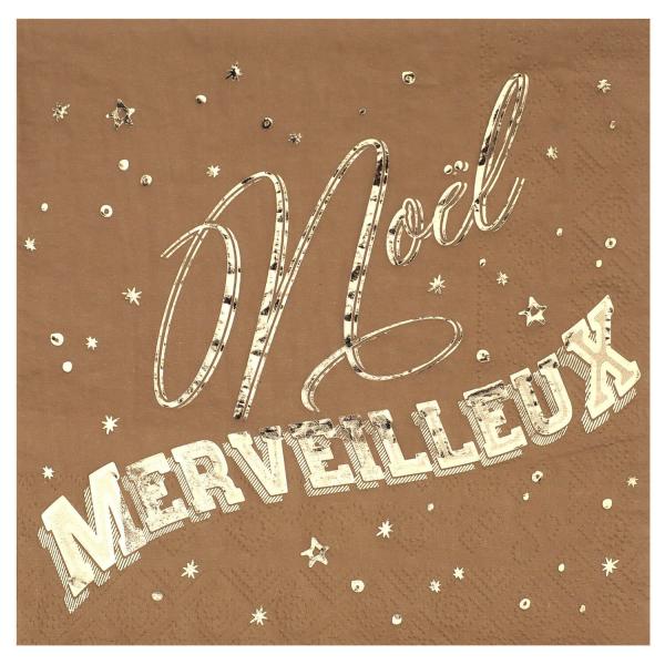 Servilletas de papel navideñas Merveilleux x20 - Dorado - 7795-3