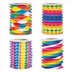 Linternas de papel multicolores X12 - 13 cm