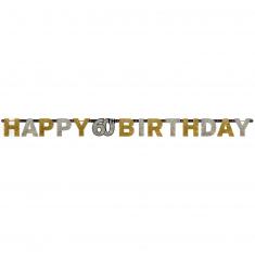 Guirnalda de letras - Papel de aluminio Happy Birthday 60 Sparkling Celebration Gold - 213 x 16,2 cm