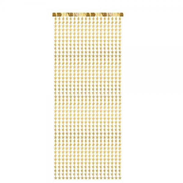 Cortina navideña - 100 x 245 cm - estrellas doradas - GNT4-019