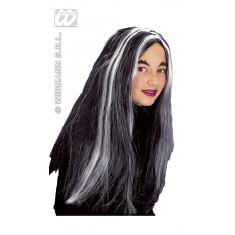 Peluca de Bruja de Halloween - Blanco y Negro - Infantil