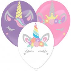 Globos De Látex - Pegatinas Unicornio X3