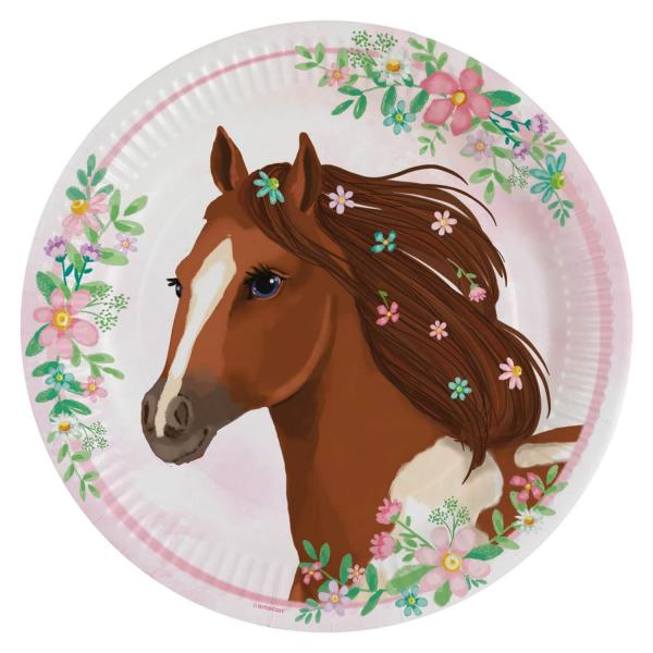 8 platos redondos de papel Beautiful Horses - 22,8 cm - 9909874-66