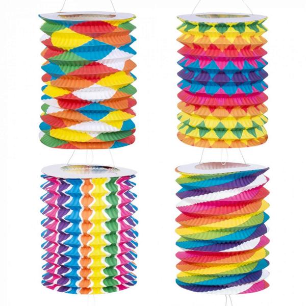 Linternas de papel multicolores X 12 - 16cm - 42034