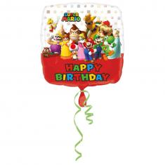 Globo de Aluminio Cuadrado - Super Mario Bros™ - Feliz Cumpleaños - 43 cm