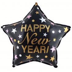 Globo de aluminio estrella de 45 cm: ¡Feliz año nuevo!