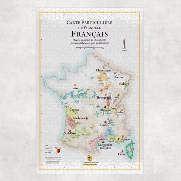 Puzzle 1000 Teile: Karte der Weine Frankreichs - Cartedesvins-PUZFRA6849FR