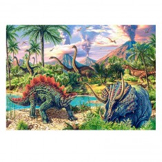 120 piece puzzle: Volcanoes and dinosaurs