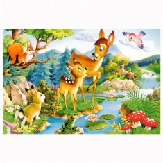 120-teiliges Puzzle: Bambi und seine Mutter