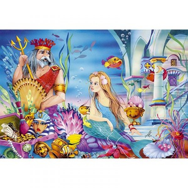 54 piece puzzle - Mini puzzle: The little mermaid and the king - Castorland-08521B-4