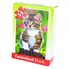 54-teiliges Puzzle: Mini-Puzzle: Kätzchen auf einem Baumstumpf