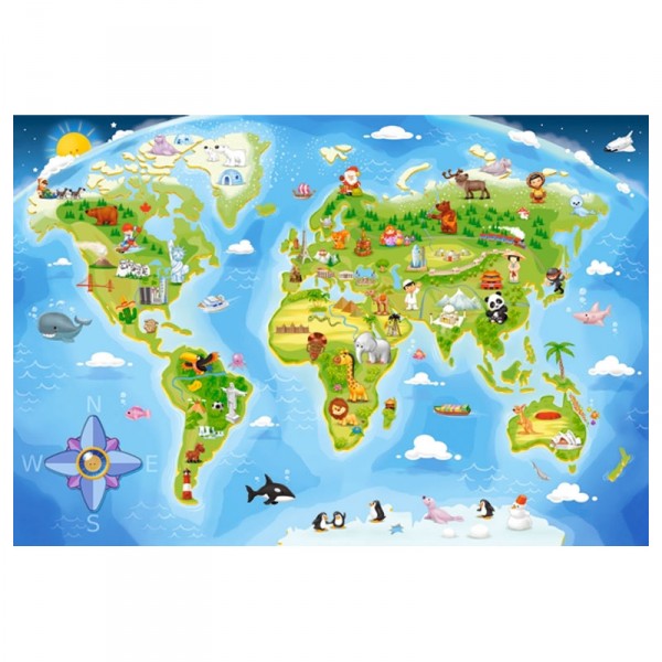 Maxi Puzzle 40 pieces: World Map - Castorland-040117