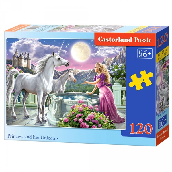 Puzzle de 120 piezas: la princesa y su unicornio - Castorland-13098